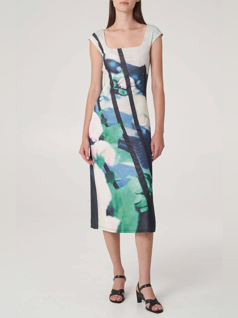 find me now | NWT Paulie Midi Dress in Abstract Floral Mesh XS/S